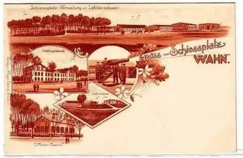 39659 Ak Lithographie Gruß vom Schiessplatz Wahn um 1900