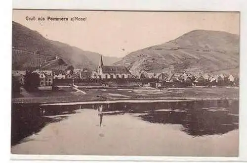 39570 Ak Gruß aus Pommern an der Mosel Totalansicht 1918