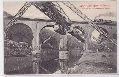 36104 Ak Schwebebahn Elberfeld Barmen Sonnborner Brücke 1908