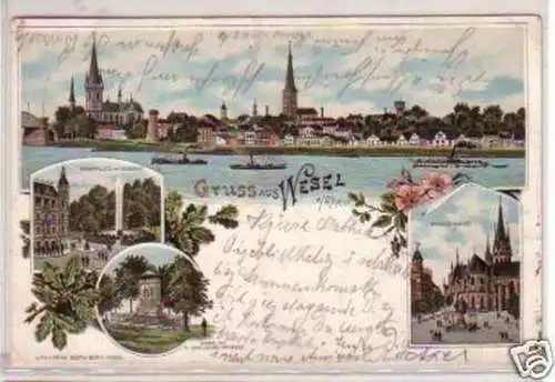 34531 Ak Lithographie Gruß aus Wesel am Rhein 1898