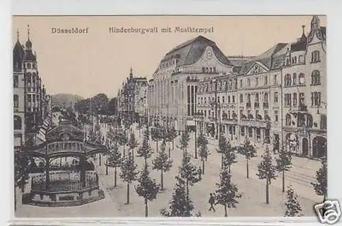 34153 Ak Düsseldorf Hindenburgwall mit Musiktempel 1910