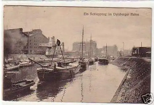 30835 Ak Ein Schleppzug im Duisburger Hafen 1921