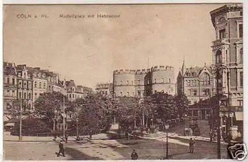 27427 Ak Köln am Rhein Rudolfplatz mit Hahnentor um1920