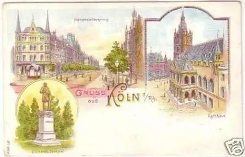 27519 Ak Lithographie Gruss aus Köln am Rhein um 1900