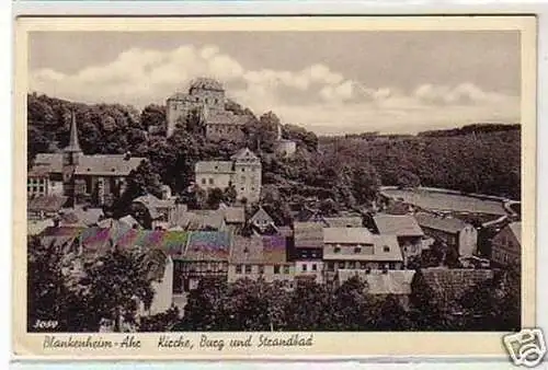 27484 Ak Blankenheim Ahr Kirche, Burg und Strandbad 1939