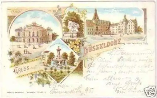 25361 Ak Lithographie Gruss aus Düsseldorf 1898