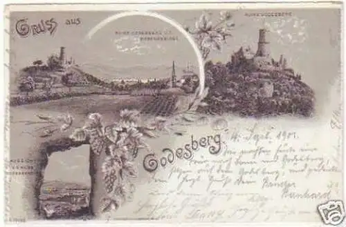 25368 Mondscheinkarte Gruß aus Godesberg 1901