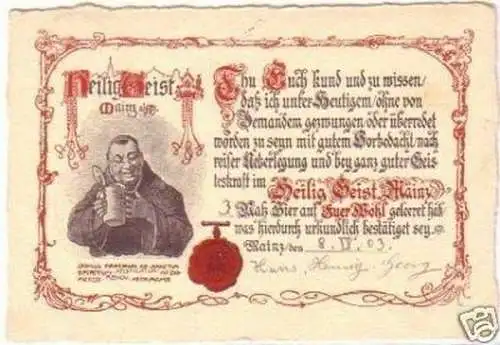 25020 Ak Mainz Am Rhein "Heilig Geist" Lokal 1903