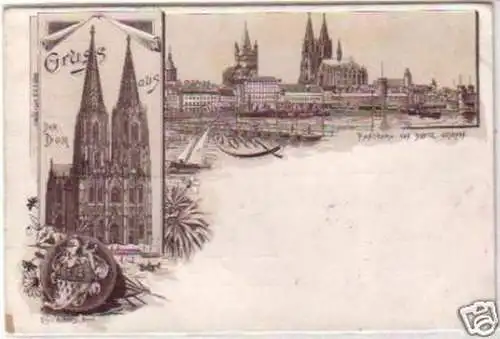 24592 Ak Lithographie Gruss aus Cöln am Rhein 1896