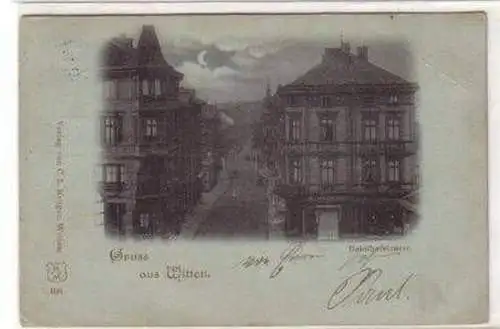 15688 Mondscheinkarte Gruß aus Witten Bahnhofstraße 1898