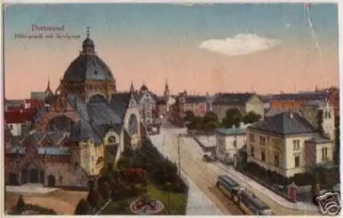 15819 Ak Dortmund Hiltropwall mit Synagoge um 1910