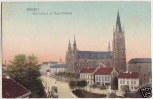 13579 Ak Essen Viehoferplatz mit Gertrudiskirche 1906