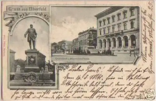 11689 Ak Gruß aus Elberfeld Reichsbank & Mäuerchenstr.