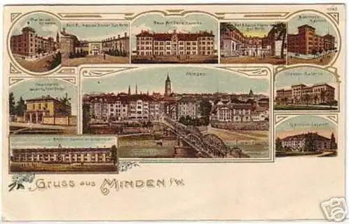 11536 Ak Lithographie Gruss aus Minden i.W. 1917