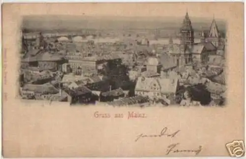 11697 Ak Gruss aus Mainz Totalansicht 1897