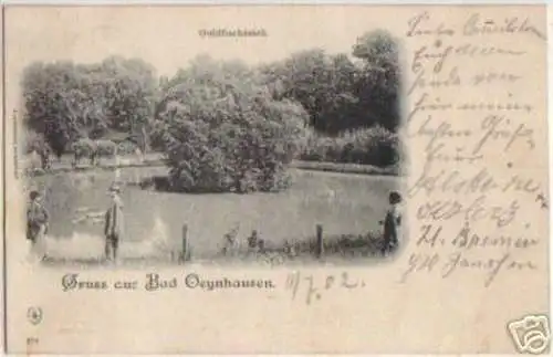 11698 Ak Gruß aus Bad Oeynhausen Goldfischteich 1902