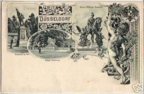 11351 Ak Lithographie Gruss aus Düsseldorf 1897