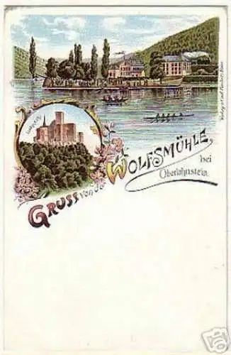 11072 Ak Lithographie Gruss aus Oberlahnstein um 1900