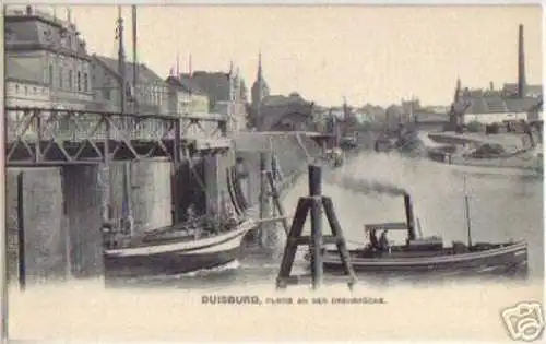 10717 Ak Duisburg Partie an der Drehbrücke 1904