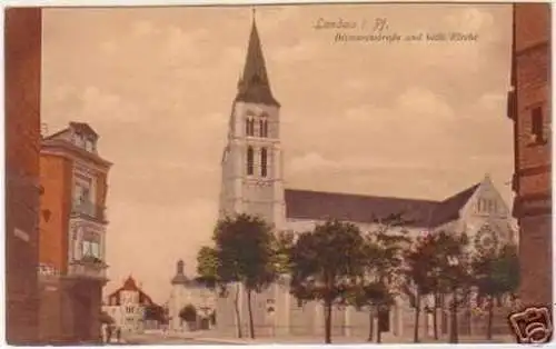 10480 Ak Landau Bismarckstraße und Kirche 1918