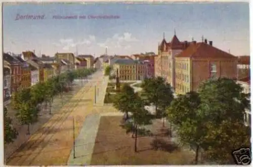 09819 Ak Dortmund Hiltropwall mit Oberrealschule 1928