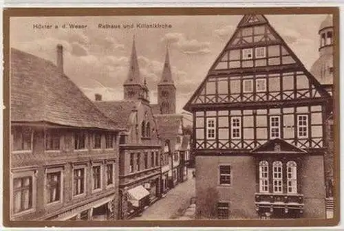 06934 Ak Höxter an der Weser Rathaus und Kilianskirche um 1930