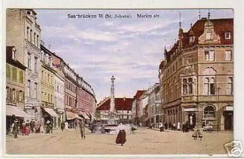 04891 Ak Saarbrücken Marktplatz 1916