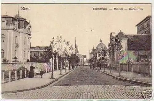 03288 Ak Düren Goethestraße Museeum Marienkirche 1906