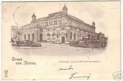 00789 Ak Gruss aus Mainz Stadthalle 1897