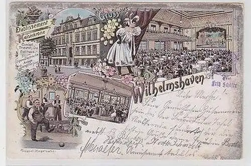 63684 Ak Lithographie Gruß aus Wilhelmshaven Etablissement Kaiserkrone 1900