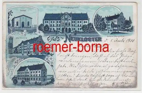 82935 Ak Lithographie Gruß aus Neukloster Schulen, Turnhalle usw. 1900