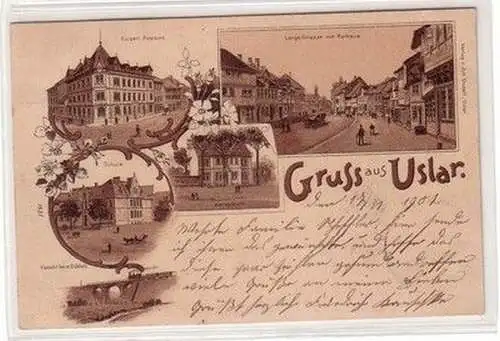 59101 Ak Lithographie Gruss aus Uslar 1902