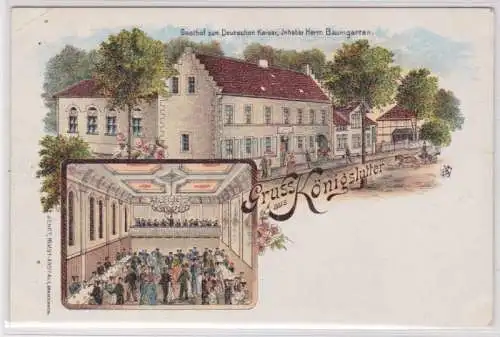 96253 Ak Lithographie Gruß aus Königslutter Gasthof zum deutschen Kaiser um 1900