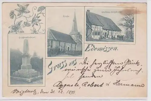 42566 Mehrbild Ak Gruß aus Edemissen Gasthaus, Kriegerdenkmal, Kirche 1900