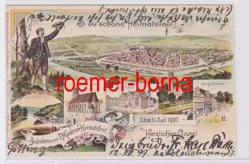 80799 Ak Lithografie Hann. Münden Andenken Mündener Heimatfest 1897