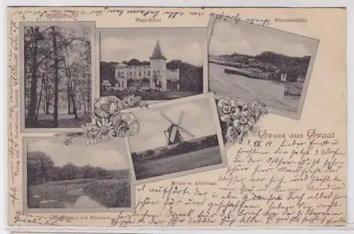 91729 Mehrbild Ak Gruß aus Graal Wald-Hotel, Windmühle usw. 1901