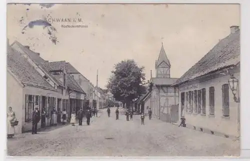 91593 Ak Schwaan in Mecklenburg Rostockerstrasse 1913