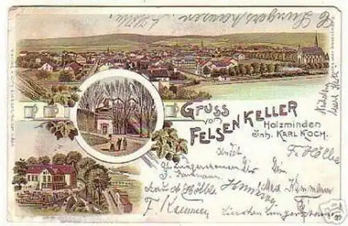 07845 Ak Gruß vom Felsenkeller Holzminden 1901