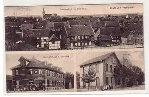 38758 Mehrbild Ak Gruß von Frellstadt Geschäftshaus, Schule usw. 1916