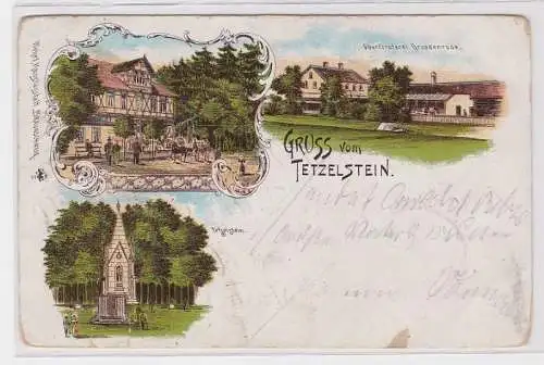 93702 Ak Lithographie Gruss vom Tetzelstein Oberförsterei Grossenrode usw. 1898