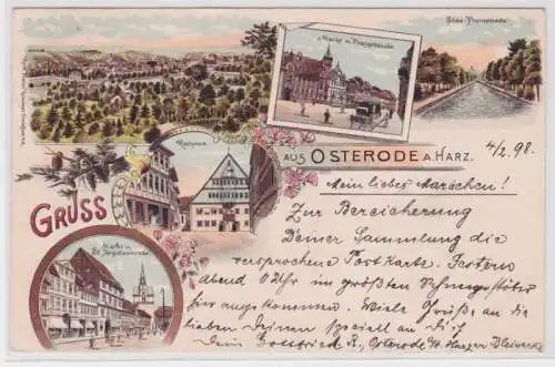 98392 Ak Lithographie Gruß aus Osterode am Harz Post usw. 1898