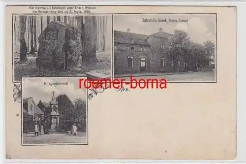 72959 Mehrbild Ak Syke Bahnhofs-Hotel + Kriegerdenkmal + Gedenkstein 1914