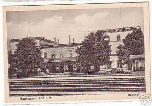 07738 Ak Hagenow Land i.M. Bahnhof um 1920