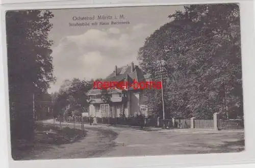 69581 Ak Ostseebad Müritz i.M. Strassenbild mit Haus Bucheneck 1943