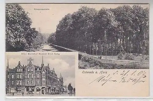 61114 Ak Osterode am Harz Hotel Kaiserhof und Sösepromenade 1907