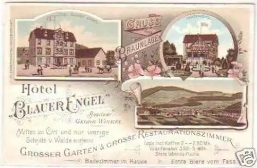 29457 Ak Lithographie Gruß aus Braunlage Hotel um 1900