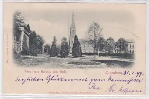 94922 Ak Oldenburg Peterstrasse, Hospital, katholische Kirche 1899