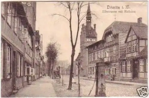 23477 Ak Dömitz in Meckl. Elbstrasse mit Rathaus 1908