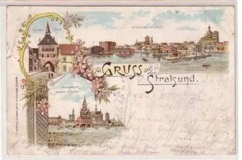 49247 Ak Lithografie Gruss aus Stralsund 1899