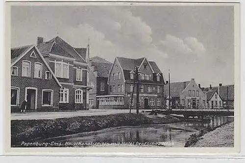 61726 Ak Papenburg Ems Hauptkanal und Hotel Deutsches Haus 1937